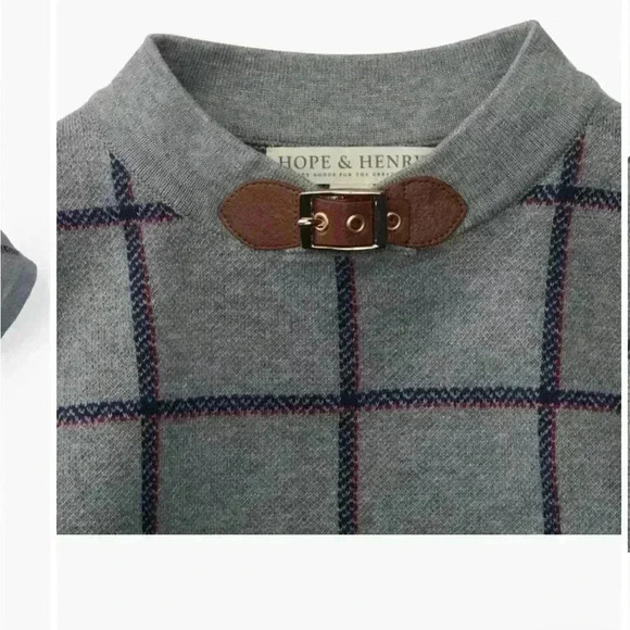 Hope & Henry women’s Cable Sweater Cape Gray Plaid sz small 100% cotton preloved - Picture 2 of 8